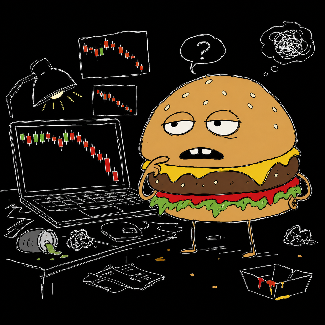 Burger pretending to understand a chart
