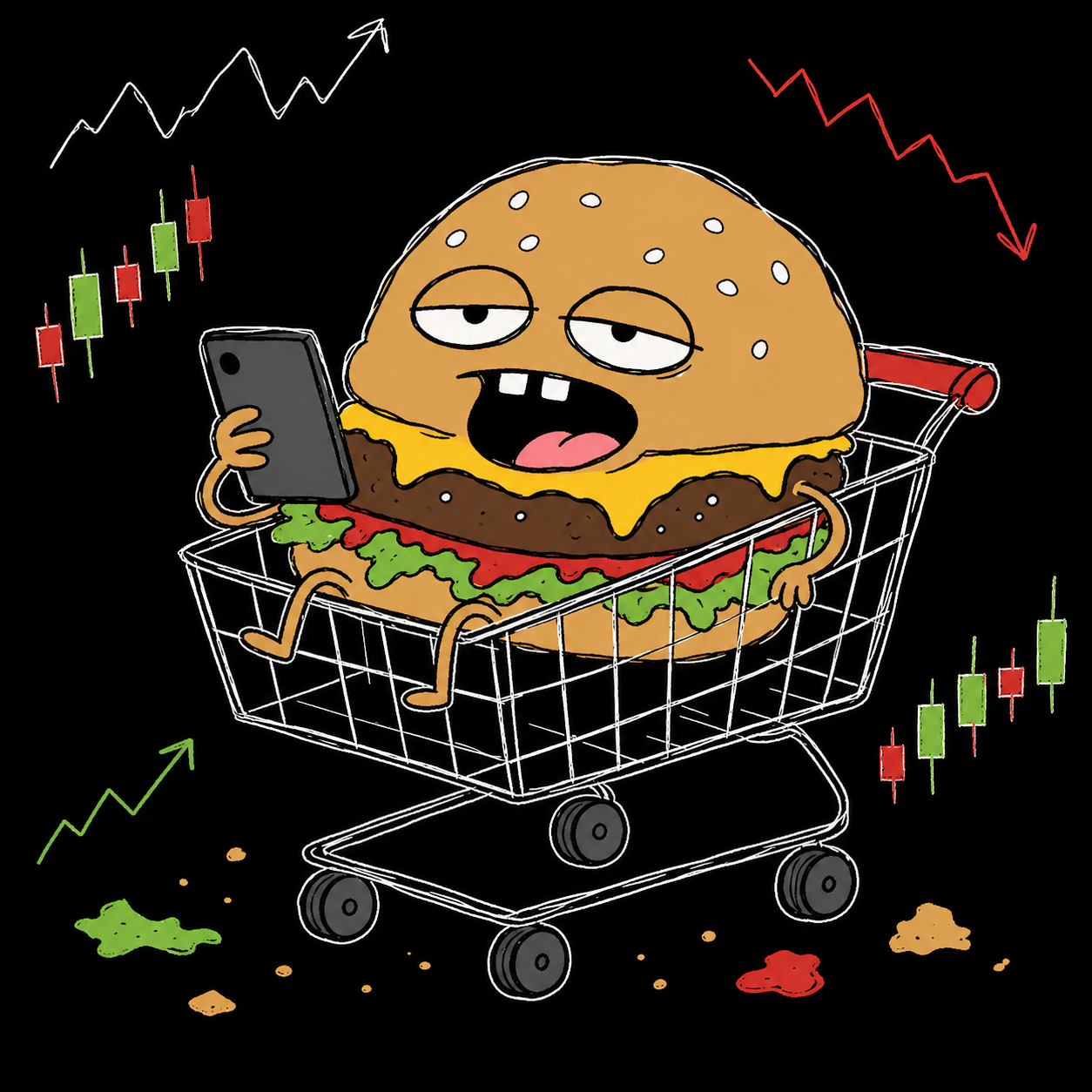 Burger sitting in a shopping cart